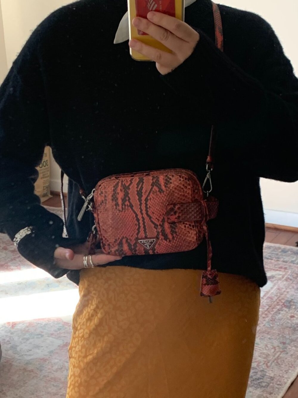 Prada Python Snakeskin Crossbody Camera Bag w/ Lock Key & Clochette